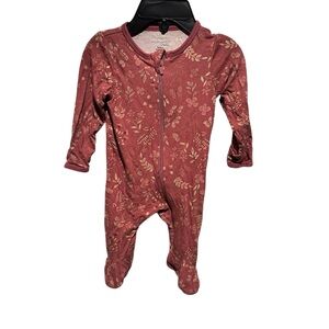 Cozy Kids Floral Footie - Burgundy